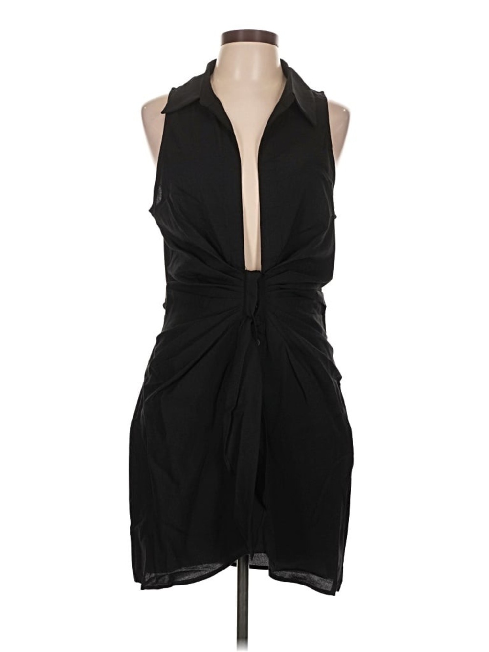 Choosy Sleeveless Twist-Front Shirtdress